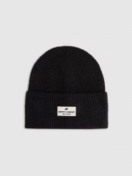 4F Czapka beanie damska - czarna M. Czarne czapki zimowe 4f, bez wzorów, z dzianiny, klasyczne. Za 59.99 zł.