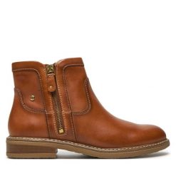 Botki Pikolinos. Brązowe botki Pikolinos, bez wzorów, bez obcasa, na płaskiej podeszwie, bez zapięcia. Za 629.99 zł.
