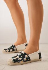 Czarne Espadryle z Plecionką i Kwiatowym Haftem Alenara. Czarne espadryle Born2be, z aplikacjami, z jeansu, eleganckie, bez obcasa. Za 69.99 zł.