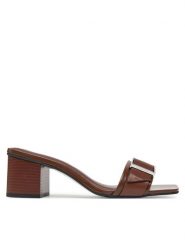 Calvin Klein Klapki Heel Mule 50 W/Buckle - Lth HW0HW02478 Brązowy. Brązowe klapki Calvin Klein, bez wzorów, ze skóry, bez obcasa, bez zapięcia. Za 439.99 zł.