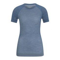 Koszulka damska Falke Wool-Tech Light. Niebieskie t-shirty sportowe Falke, bez wzorów, bez ramiączek. Za 390.00 zł.