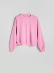 Bawełniana bluza - pastelowy róż. Czerwone bluzy Reserved, l, bez wzorów, z bawełny, bez kaptura. Za 79.99 zł.