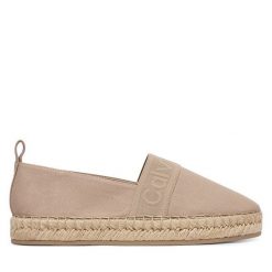 Espadryle Calvin Klein. Brązowe espadryle Calvin Klein, bez wzorów, bez obcasa. Za 369.99 zł.