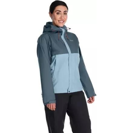 Kurtka przeciwdeszczowa damska Rab Downpour Eco. Niebieskie kurtki przeciwdeszczowe RAB, xs, bez wzorów, bez kaptura, trekkingowe. Za 379.99 zł.