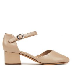 Półbuty Caprice. Brązowe półbuty wsuwane Caprice, bez wzorów, bez obcasa, na obcasie. Za 289.99 zł.