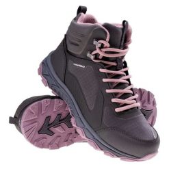Buty Elbrus Hixon Mid Wp C W 92800442321 czarne. Czarne buty treningowe bez wzorów, z gumy, bez zapięcia. Za 495.94 zł.