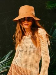 Plecioy kapelusz z koralikami - beżowy. Brązowe kapelusze Sinsay, bez wzorów. Za 25.99 zł.