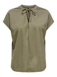 ONLY Bluzka "Jany" w kolorze khaki rozmiar: M. Brązowe bluzki ONLY, m, bez wzorów, bez kołnierzyka, bez ramiączek. Za 83.81 zł.