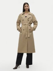 Vero Moda Trencz Chloe 10300263 Beżowy Regular Fit. Brązowe płaszcze Vero Moda, xs, bez wzorów, z syntetyku, bez kaptura. Za 189.99 zł.