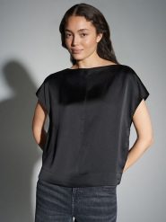 OPUS Bluzka w kolorze czarnym rozmiar: 38. Czarne bluzki Opus, bez wzorów, z satyny, bez kołnierzyka, bez ramiączek. Za 130.99 zł.