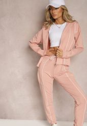 Różowy Komplet Dresowy Bluza z Kapturem i Joggery z Cienkimi Lamówkami Zivatia. Czerwone bluzy Renee, l, bez wzorów, z dresówki, z kapturem. W wyprzedaży za 119.99 zł.