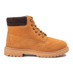Original Walkman Shoes Camelowe Traperki Ze Skóry brązowe. Brązowe traperki bez wzorów, ze skóry, bez obcasa, bez zapięcia. Za 141.46 zł.