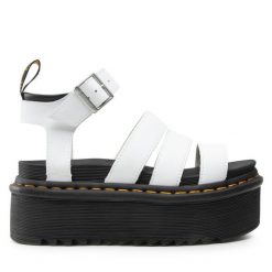 Sandały Dr. Martens. Białe sandały Dr Martens, bez wzorów, bez obcasa, na koturnie, bez zapięcia. Za 499.99 zł.