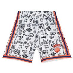 Szorty New York Knicks Doodle Swingman 1991/92. Białe szorty Mitchell & Ness, bez wzorów, sportowe. Za 467.00 zł.