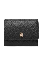Tommy Hilfiger Portfel Th Icon Trifold Mono AW0AW18484 Czarny. Czarne portfele Tommy Hilfiger, bez wzorów, ze skóry. Za 289.99 zł.