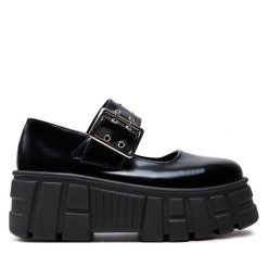 Półbuty Altercore. Czarne półbuty wsuwane Altercore, bez wzorów, bez obcasa, na koturnie. Za 199.99 zł.