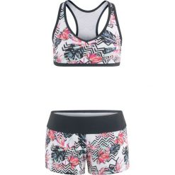 Bikini z biustonoszem opaską (2 części) bonprix czarno-biało-różowy. Bikini marki ARTENGO. Za 99.99 zł.