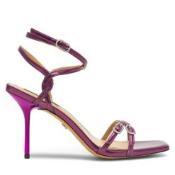 Sandały Nine West. Fioletowe sandały Nine West, bez wzorów, bez obcasa, na szpilce, bez zapięcia. Za 229.99 zł.