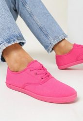 Fuksjowe Tenisówki z Krótkim Sznurowaniem Aimena. Czerwone trampki Born2be, bez wzorów, bez zapięcia. Za 49.99 zł.