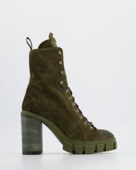 BOTKI DAMSKIE F065K5 CAM KHAKY. Botki Venezia, bez wzorów, ze skóry, bez obcasa, bez zapięcia. Za 479.00 zł.