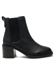 Clarks Botki Chamberly Top 26179551 Czarny. Czarne botki Clarks, bez wzorów, ze skóry, bez obcasa, na słupku, bez zapięcia. Za 339.99 zł.
