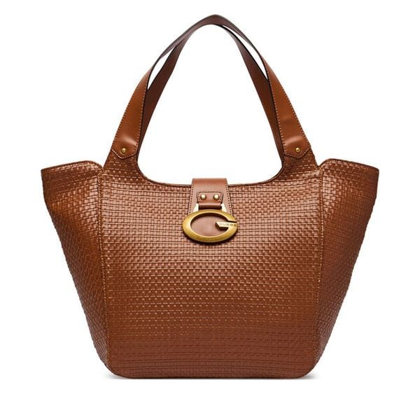 Torebka Guess. Brązowe shopper bag Guess, z aplikacjami, bez dodatków. Za 714.99 zł.