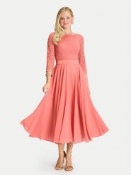 Swing Sukienka koktajlowa 77761710 Koralowy Regular Fit. Pomarańczowe sukienki Swing, bez wzorów, z syntetyku, wizytowe, bez kołnierzyka, bez ramiączek. Za 539.99 zł.