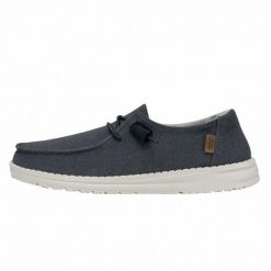 HEYDUDE Damskie Mokasyny Wendy Chambray. Niebieskie mokasyny Hey dude, bez wzorów, z materiału. Za 199.00 zł.