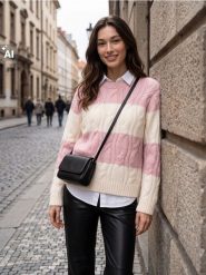 Sweter z domieszką wełny i alpaki - różowy. Czerwone swetry Sinsay, l, bez wzorów, z wełny, bez ramiączek. Za 59.99 zł.