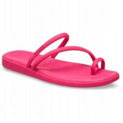 Klapki Dla Dorosłych Crocs Miami Toe Loop. Czarne klapki Crocs, bez wzorów, z materiału, bez obcasa, bez zapięcia. Za 199.99 zł.