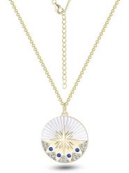 DI GIORGIO Pozłacany naszyjnik z zawieszką - dł. 40 cm rozmiar: onesize. Niebieskie naszyjniki DI GIORGIO, z materiału, z cyrkonią, pozłacane. Za 243.64 zł.