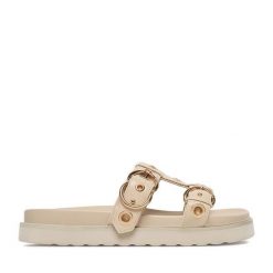 Klapki MEXX. Brązowe klapki Mexx, bez wzorów, bez obcasa, bez zapięcia. Za 169.99 zł.