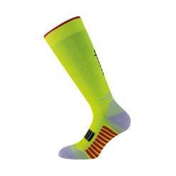 Skarpety techniczne do biegania dla dorosłych długie, fluorescencyjny żółty. Żółte skarpetki R-EVENGE, bez wzorów, z poliamidu. Za 130.89 zł.