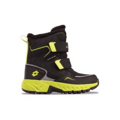 Buty trapery zimowe ocieplane LOTTO ALSTYNE TEX K. Czarne traperki Lotto, bez wzorów, sportowe, bez obcasa, bez zapięcia. W wyprzedaży za 124.00 zł.