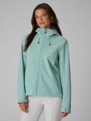 4F Kurtka softshell wiatroodporna damska - turkusowy L. Niebieskie kurtki 4f, l, bez wzorów, z softshellu, bez kaptura. Za 299.99 zł.