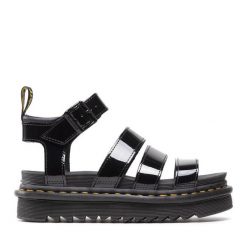 Sandały Dr. Martens. Czarne sandały Dr Martens, bez wzorów, bez obcasa, na płaskiej podeszwie, bez zapięcia. Za 469.99 zł.