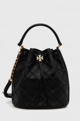 Tory Burch torebka skórzana kolor czarny. Czarne torebki klasyczne Tory Burch, bez wzorów, na ramię, bez dodatków. Za 3,289.90 zł.