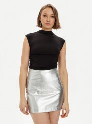 Gina Tricot Top 20883 Czarny Slim Fit. Czarne topy Gina Tricot, xl, bez wzorów, z wiskozy, bez kołnierzyka, bez ramiączek. Za 59.99 zł.