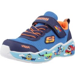 Buty SKECHERS PLAY SCENE Niebieski. Niebieskie buty trekkingowe Skechers, bez wzorów, z syntetyku, bez zapięcia, trekkingowe. Za 195.99 zł.