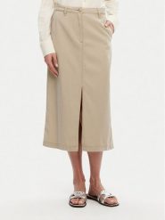 Tommy Hilfiger Spódnica midi WW0WW44726 Beżowy Regular Fit. Brązowe spódnice Tommy Hilfiger, bez wzorów, z bawełny, midi. Za 339.99 zł.