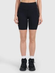 4F Legginsy sportowe w kolorze czarnym rozmiar: L. Czarne legginsy 4f, l, bez wzorów, z materiału, z podwyższonym stanem, outdoorowe. Za 87.61 zł.