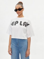 Replay T-Shirt W3798N.000.23608P Biały Relaxed Fit. Białe t-shirty Replay, xl, bez wzorów, z bawełny, bez kołnierzyka, bez ramiączek. Za 129.99 zł.
