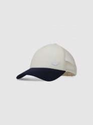 4F Czapka z daszkiem trucker uniseks - granatowa L/XL. Niebieskie czapki z daszkiem 4f, na lato, z aplikacjami, z elastanu, sportowe. W wyprzedaży za 59.99 zł.