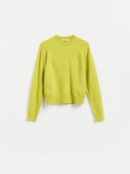Gładki sweter - zielony. Zielone swetry Reserved, l, bez wzorów, z dzianiny, bez ramiączek. Za 119.99 zł.