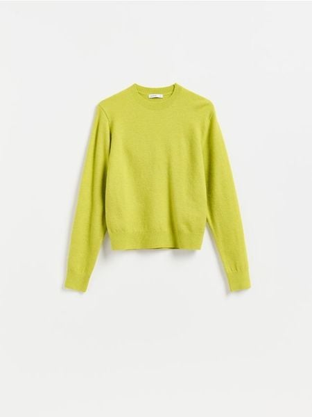 Gładki sweter - zielony. Zielone swetry Reserved, l, bez wzorów, z dzianiny, bez ramiączek. Za 119.99 zł.