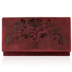 Portfel damski skórzany PAOLO PERUZZI czerwony T-44-RD. Czerwone portfele PAOLO PERUZZI, bez wzorów, ze skóry. Za 74.99 zł.