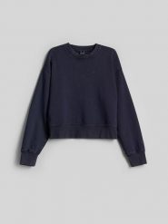 4F Bluza dresowa regular bez kaptura damska - granatowa XL. Niebieskie bluzy 4f, uniwersalny, bez wzorów, z dresówki, klasyczne, bez ramiączek, bez kaptura. Za 149.99 zł.