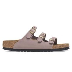 Sandały Birkenstock Florida Beżowe z regulowanymi paskami. Brązowe sandały Birkenstock, bez wzorów, z materiału, bez obcasa, bez zapięcia. Za 404.25 zł.