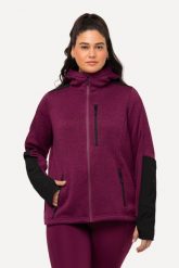 Damskie Kurtka polarowa odblaskowe nadruki kaptur otwór na kciuk. Niebieskie kurtki Ulla Popken, plus size, bez wzorów, z materiału, z kapturem. Za 389.99 zł.