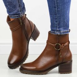 Brązowe botki damskie na obcasie Potocki 12527. Brązowe botki POTOCKI, bez wzorów, z materiału, eleganckie, bez obcasa, na obcasie, bez zapięcia. Za 229.00 zł.